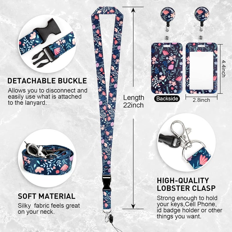 Hinsly ID Badge Holder with Lanyard, Retractable Badge Holders Reels with Lanyards Adjustable, for Women Kids Teacher Nurses Doctor Student - Image 5